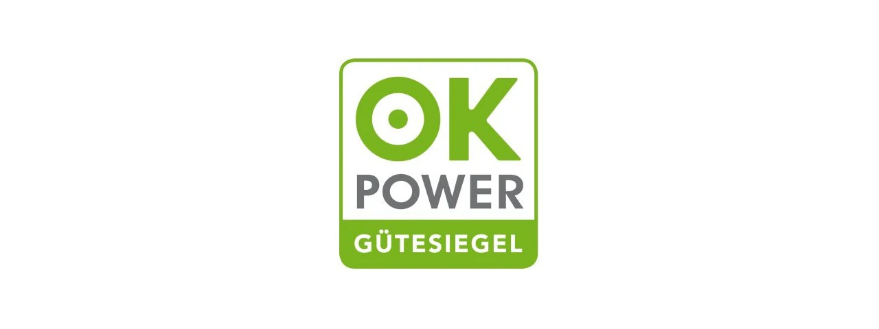 Das Zeichen grüner Energie: ok-power